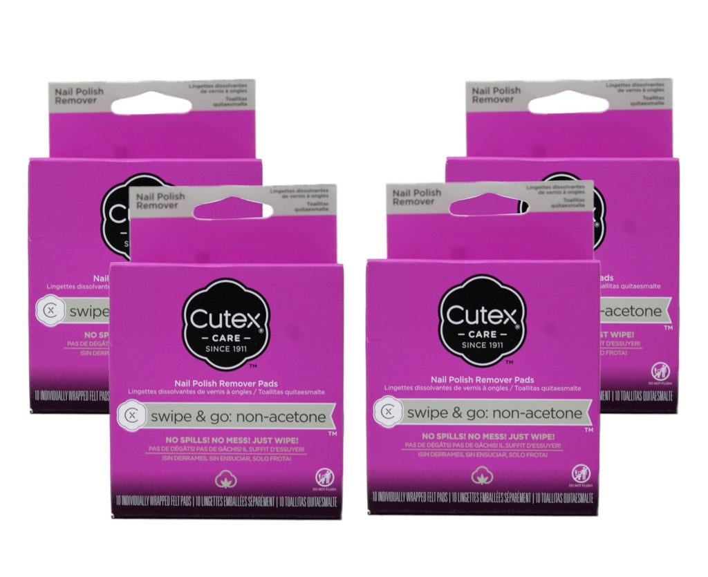 Non-Acetone Nail Polish Remover Pads - 10 Count, 4 Pack