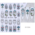 Boho Owl Feather Nail Art Stickers Self-Adhesive Decals - Tree Bird Design