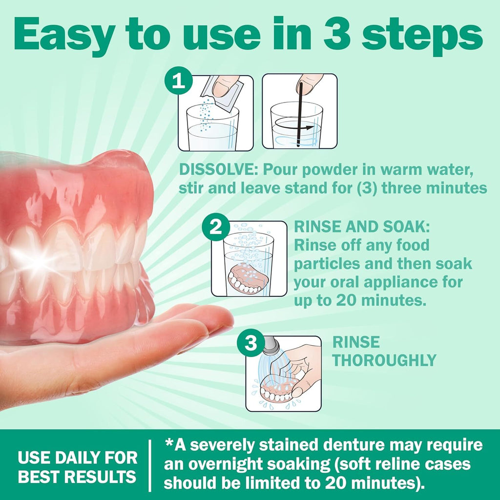 Denture Cleaner Powder for Retainers & Mouthguards - 180-Day Pack