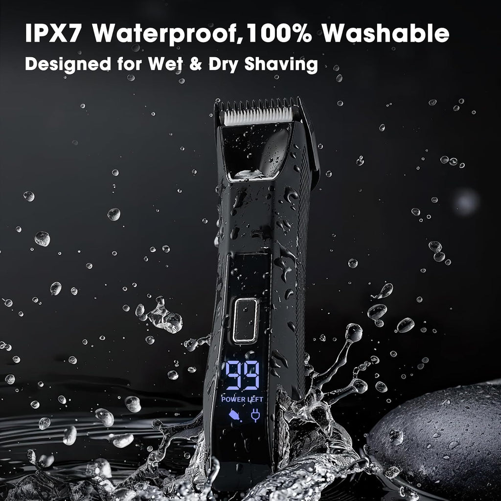 Men's 2-in-1 Body & Groin Hair Trimmer Waterproof Rechargeable Grooming Kit