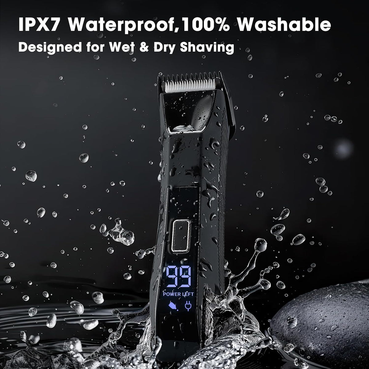 Men's 2-in-1 Body & Groin Hair Trimmer Waterproof Rechargeable Grooming Kit