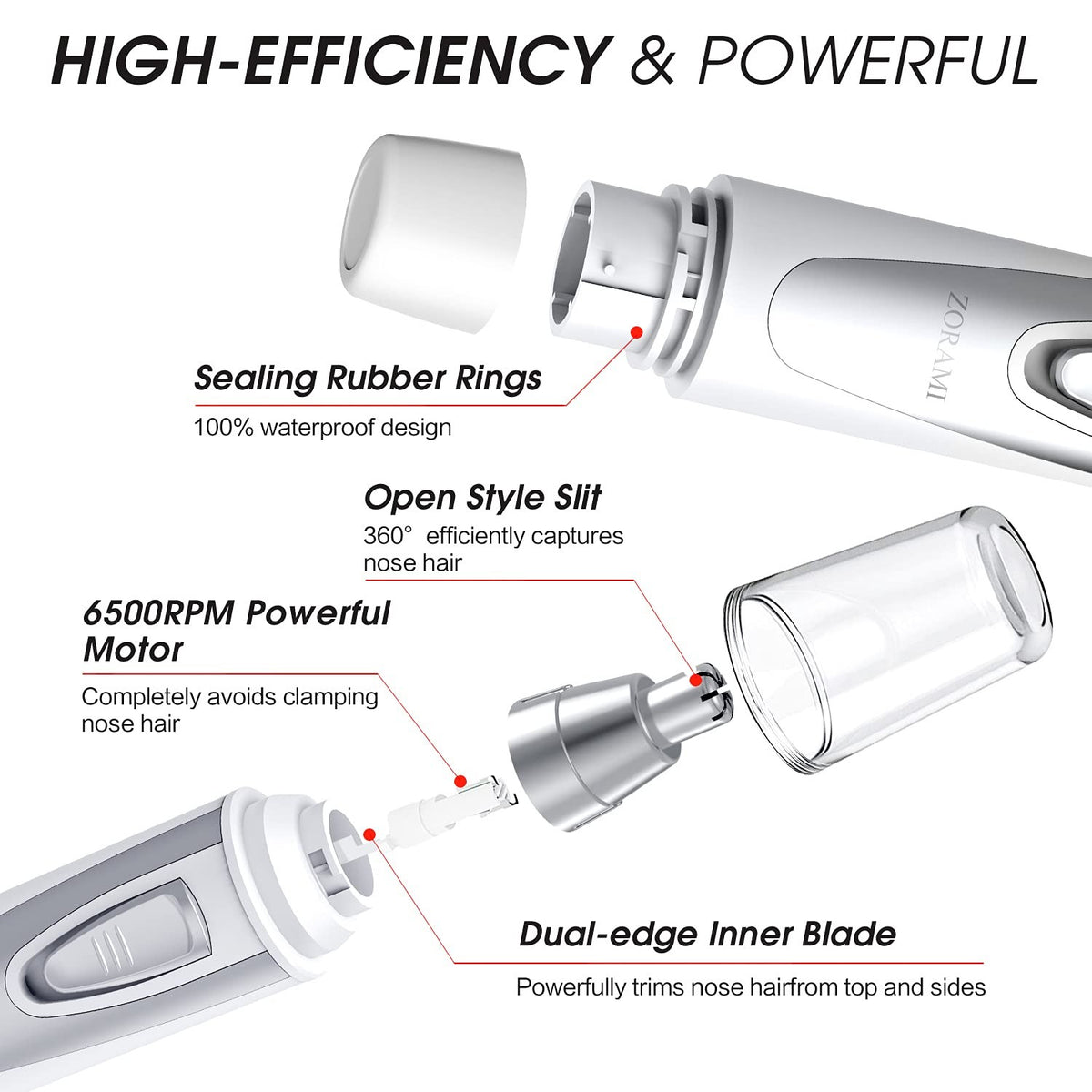 Waterproof Ear Nose & Eyebrow Hair Trimmer - Painless Facial Grooming Device