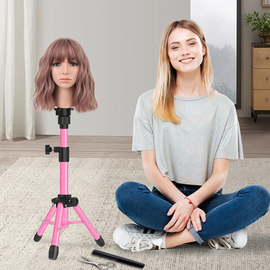 25 Inch Adjustable Wig Stand Tripod for Hairdressing Training & Display