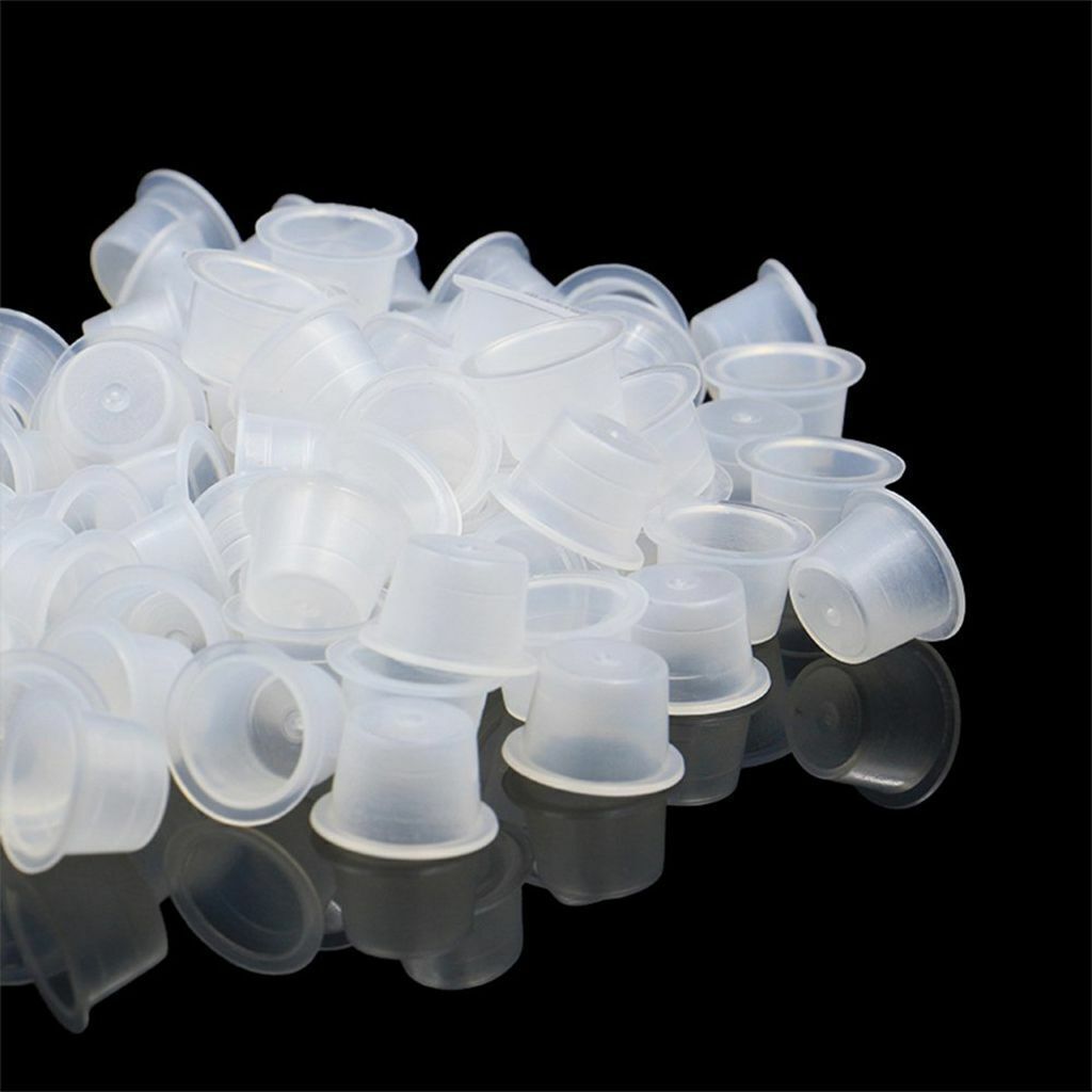 Tattoo Ink Cups 100/200 Pcs Mixed Size Permanent Clear Holder Set