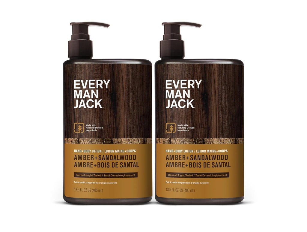 Men's Amber Sandalwood Hand & Body Lotion - Hypoallergenic, Fast Absorbing