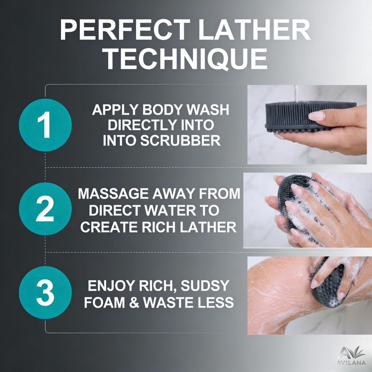 Silicone Body Scrubber Dual Sided Exfoliating Bath Brush - Quick Dry, Reusable
