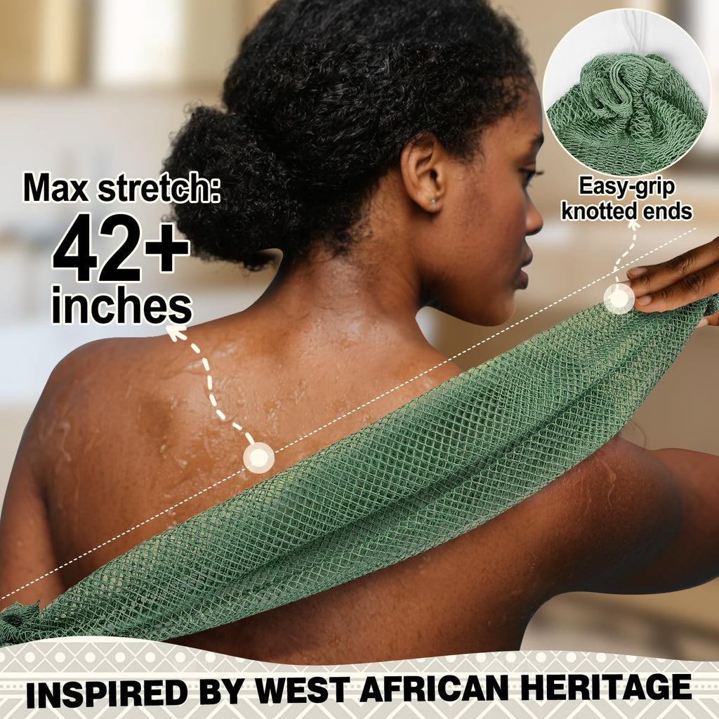 African Net Bath Sponge 42 Inches Long Exfoliating Shower Loofah - Vibrant Colors