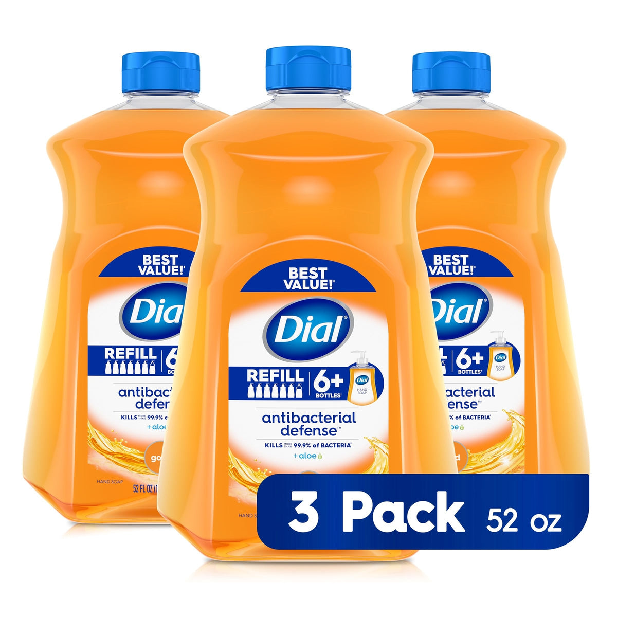 Antibacterial Hand Soap Refill Pack of 3 x 52 Fl Oz - Gentle Moisturizing