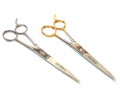 2 Pack Hair Cutting Scissors Stainless Steel Barber Shears - Silver & Gold