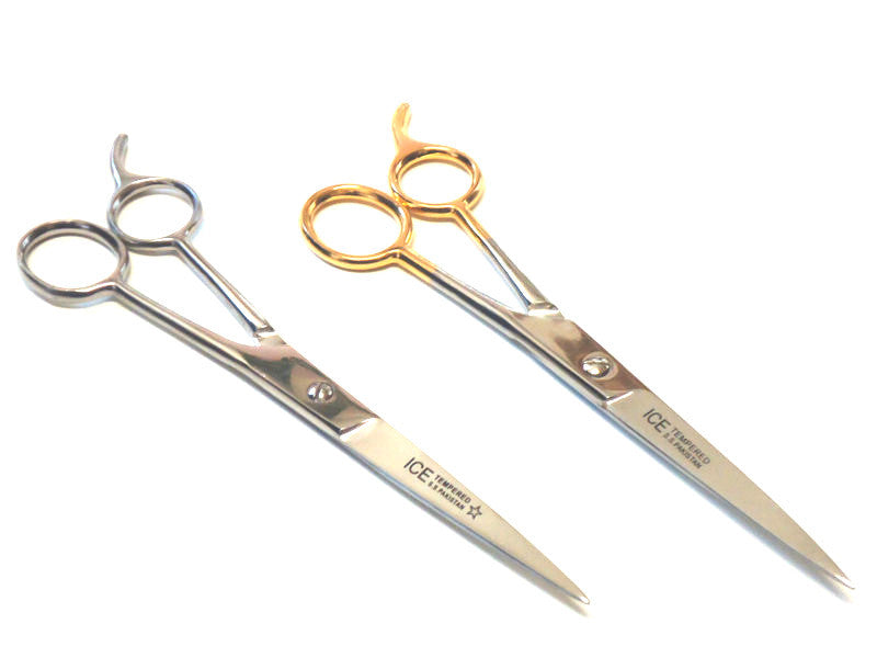 2 Pack Hair Cutting Scissors Stainless Steel Barber Shears - Silver & Gold