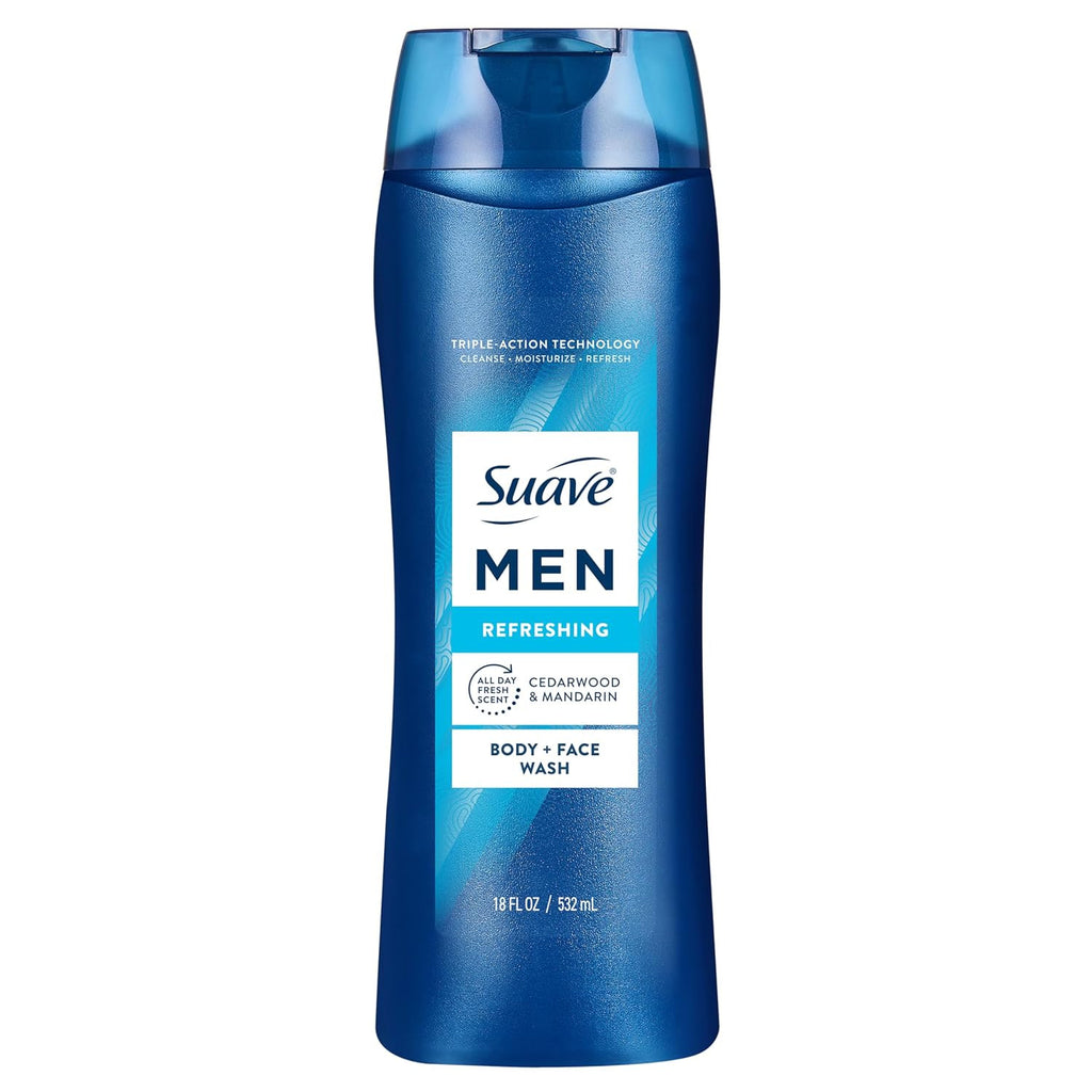 Men Refreshing 2-in-1 Body & Face Wash with Glycerin & Vitamin E - Paraben & Phthalate Free, 18 FL OZ