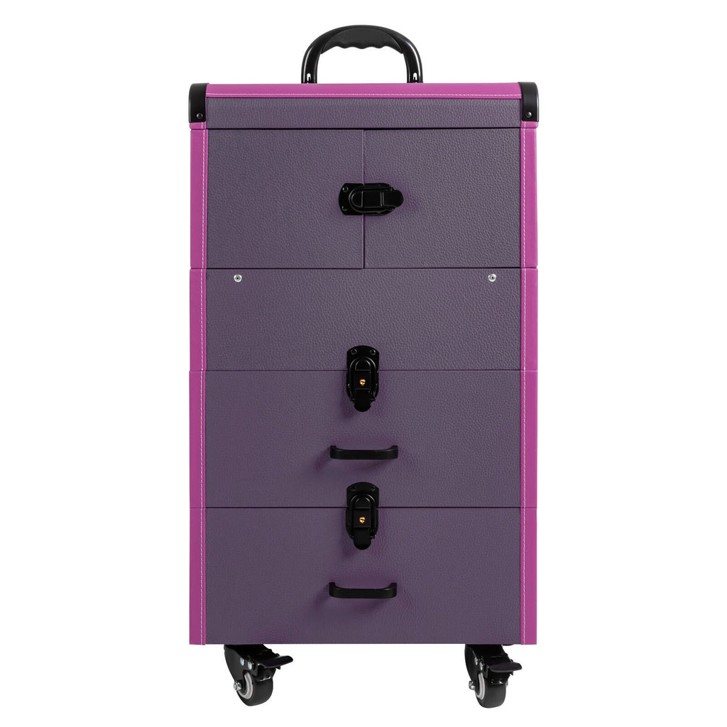 Portable Lockable Makeup Train Case with Wheels & Large Storage