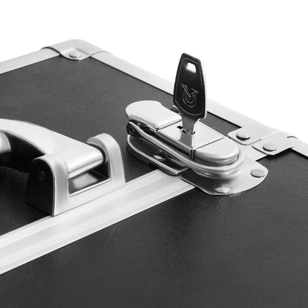 Rolling Makeup Train Case with Locking Compartments and Wheels - Salon Beauty Organizer