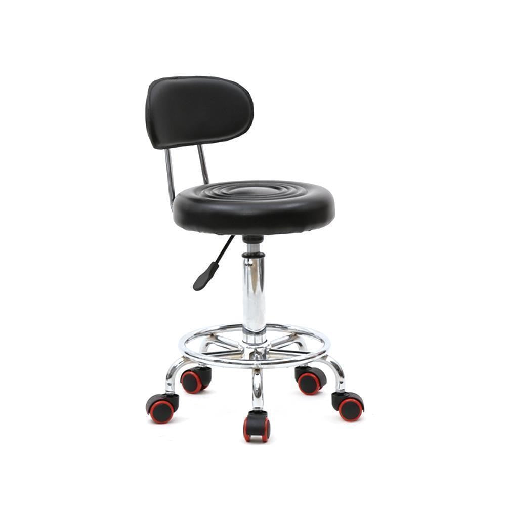 PU Leather Salon & Barber Swivel Stool with Backrest - Adjustable Office Chair