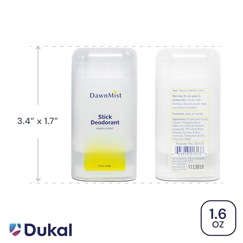 Dukal Dawn Mist Stick Deodorant - Fresh Scent, 1.6 oz, Pack of 144