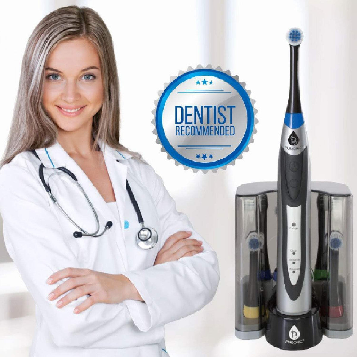 Rechargeable Rotary Oscillation Electric Toothbrush Pro Series with 12 Brush Heads