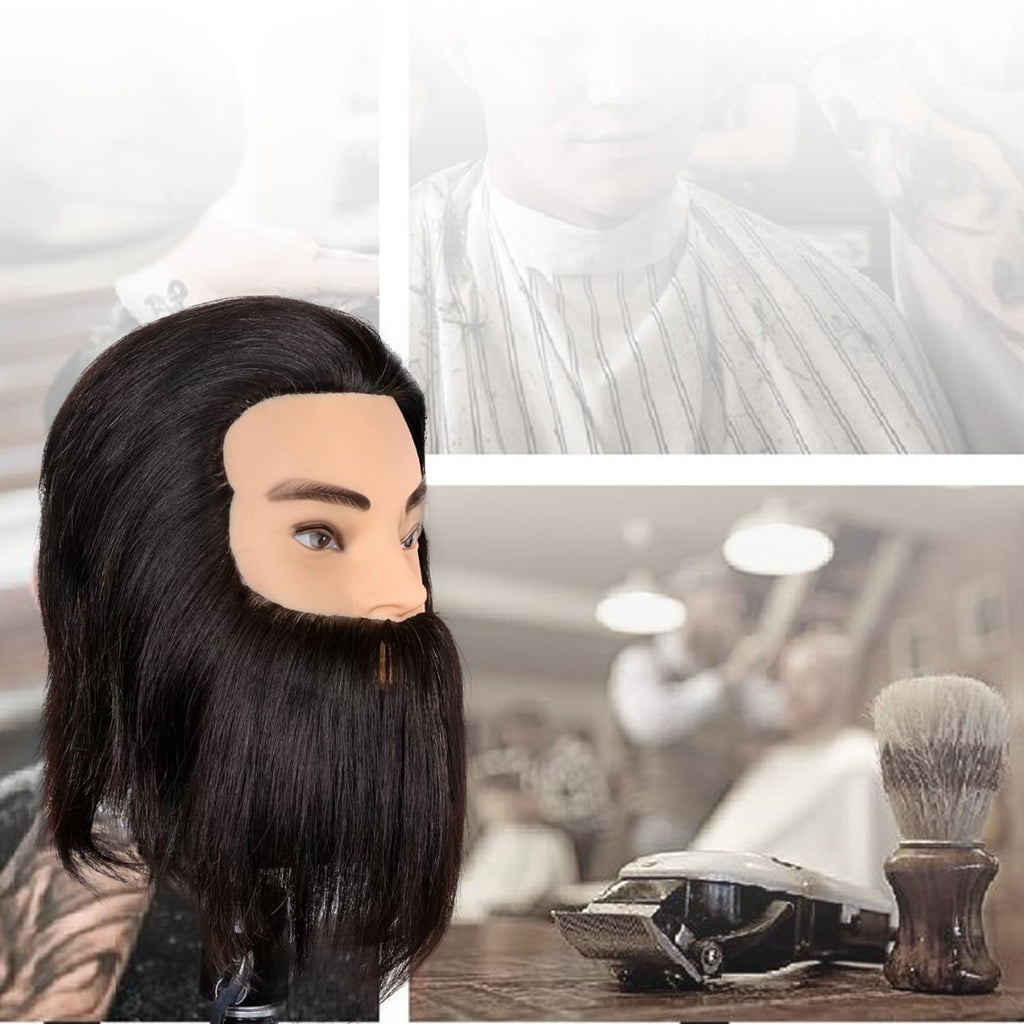 Male Mannequin Head with Human Hair 12'' for Barber & Cosmetology Training