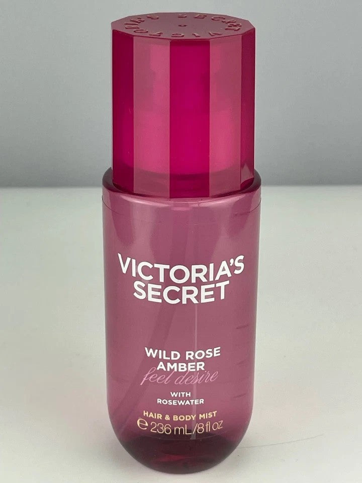 Victoria's Secret Wild Rose Amber Hair & Body Mist Spray 8 oz