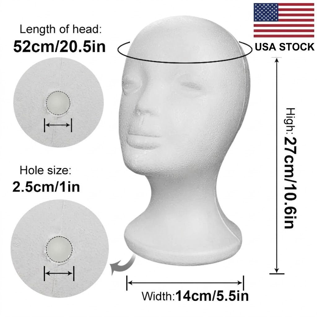 Female Mannequin Head for Wigs Hats Glasses Display Foam Model