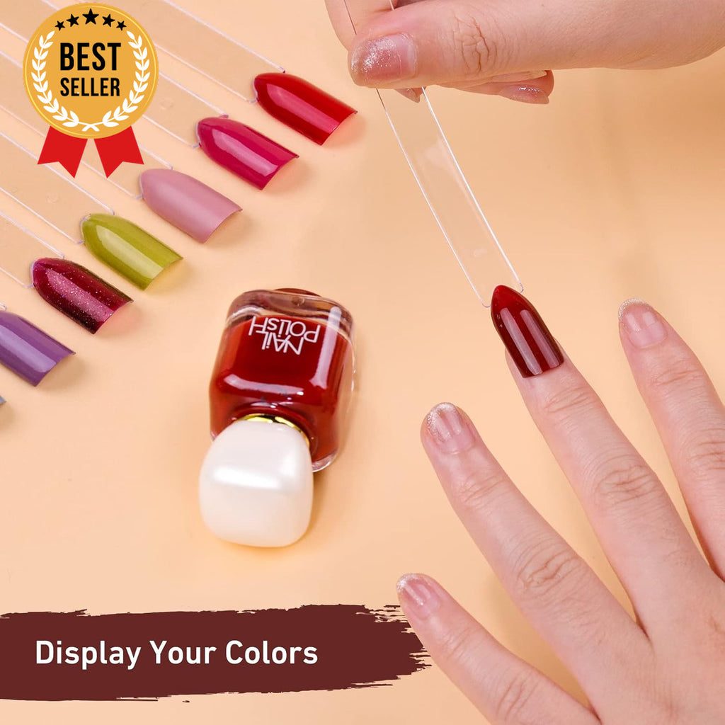 Nail Swatch Sticks Fan Shaped with Ring - 100 Clear Nail Tips for Display & Practice