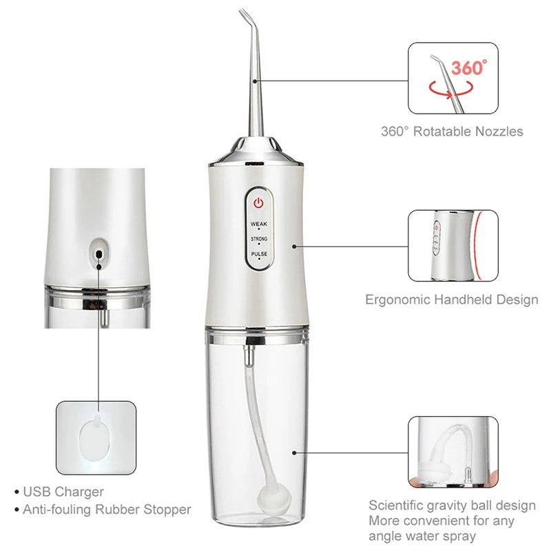 Cordless Water Flosser Dental Oral Irrigator with 3 Modes & 4 Tips
