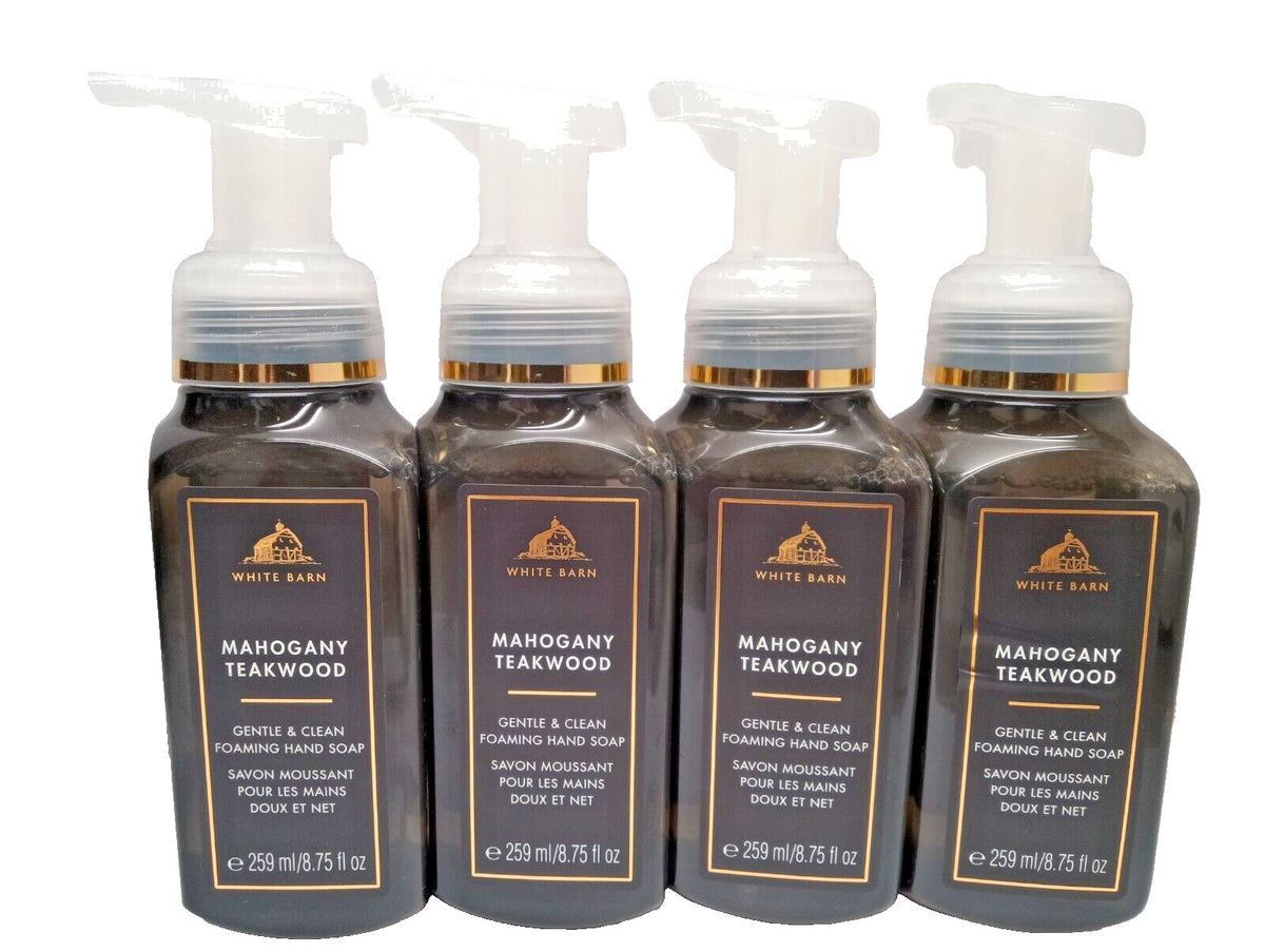 Set of 4 Mahogany Teakwood Gentle Foaming Hand Soaps 8.75 oz