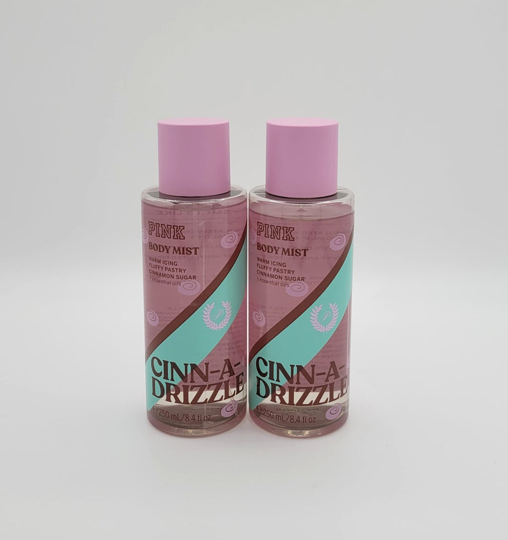 Set of 2 Cinn-a-Drizzle Fragrance Body Mist Sprays 8.4 oz - Pink