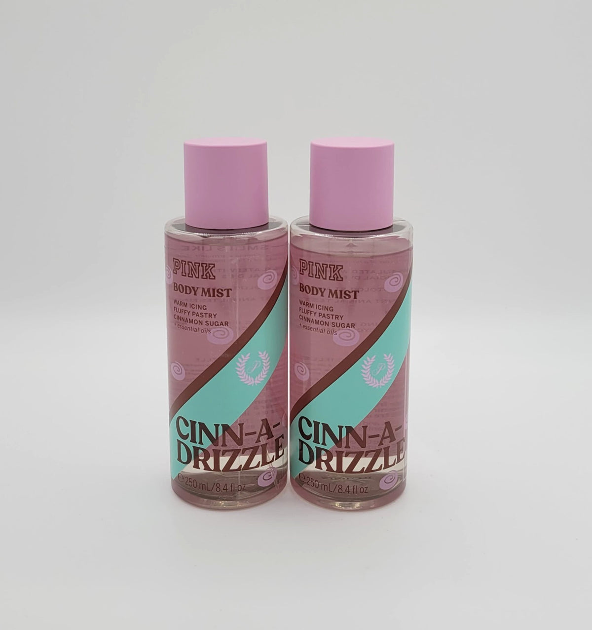Set of 2 Cinn-a-Drizzle Fragrance Body Mist Sprays 8.4 oz - Pink