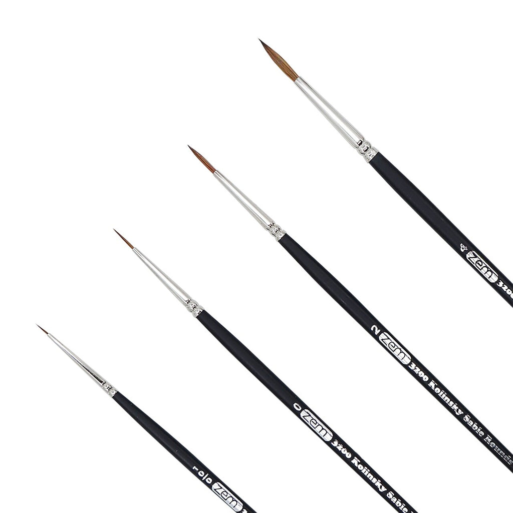 Kolinsky Sable Artist Paint Brush Set - Detail Rounds, 4-Piece