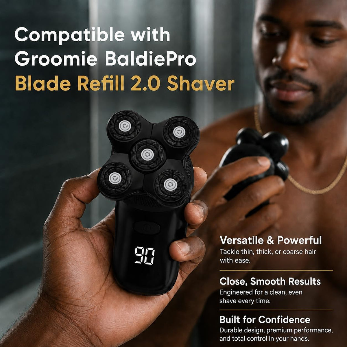 Replacement Blade Pack for Groomie BaldiePro 2.0 Electric Razor - 2 Pack
