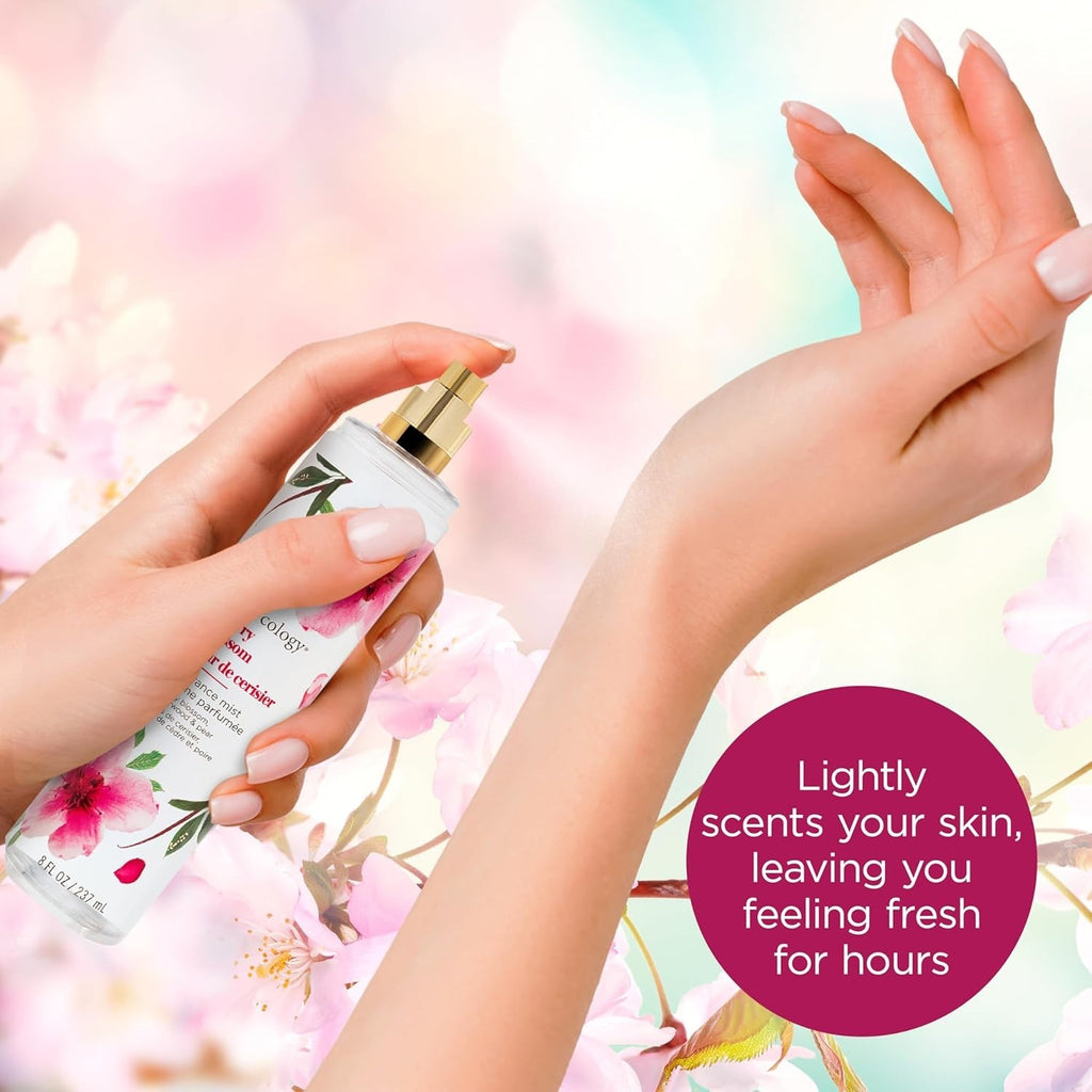 Bodycology Cherry Blossom Body Mist - Long Lasting Floral Fragrance Spray 8oz