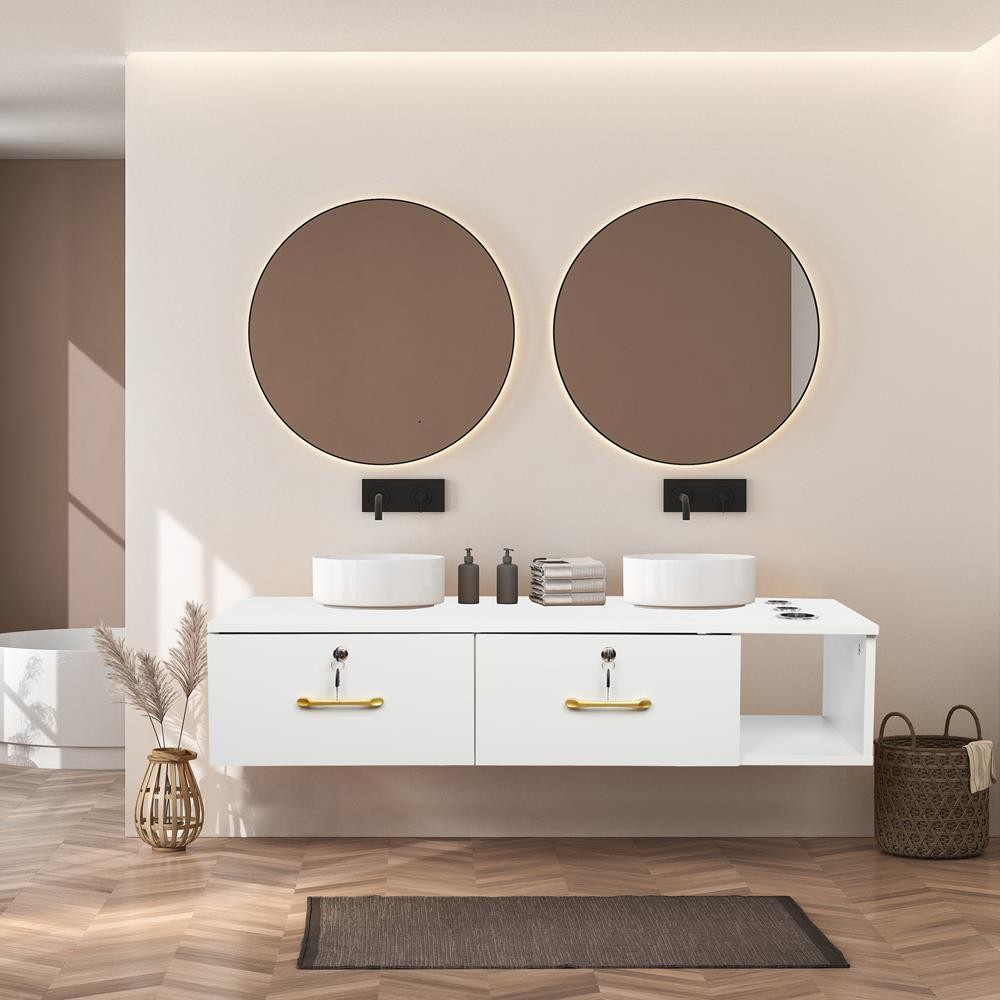Wall Mount Hair Styling Station with Locking Drawers Salon Cabinet Organizer