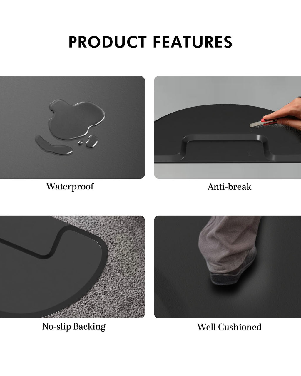 Anti-Fatigue Salon Chair Floor Mat 3x5 Feet Waterproof Non-Slip 1/2" Thick