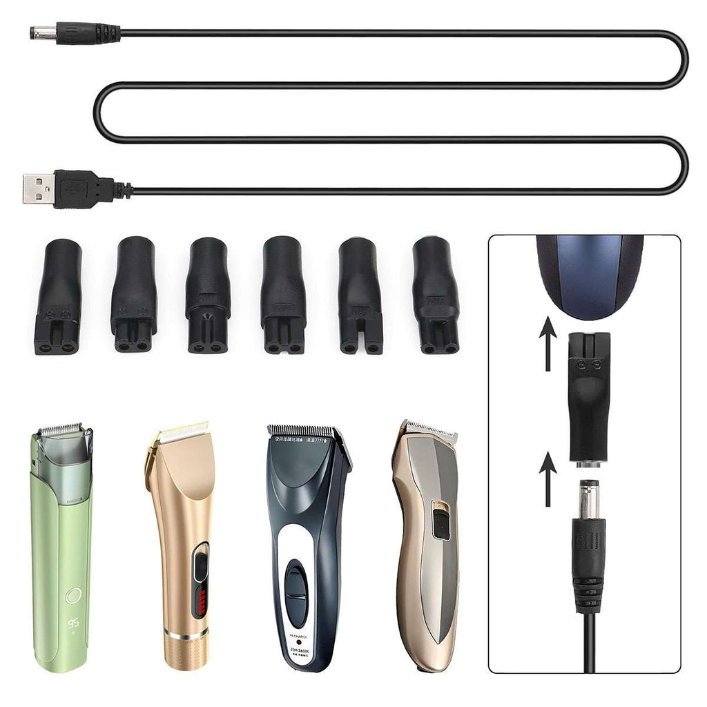 7Pcs USB Power Cord & Adapter Set for Hair Clippers & Trimmers Replacement