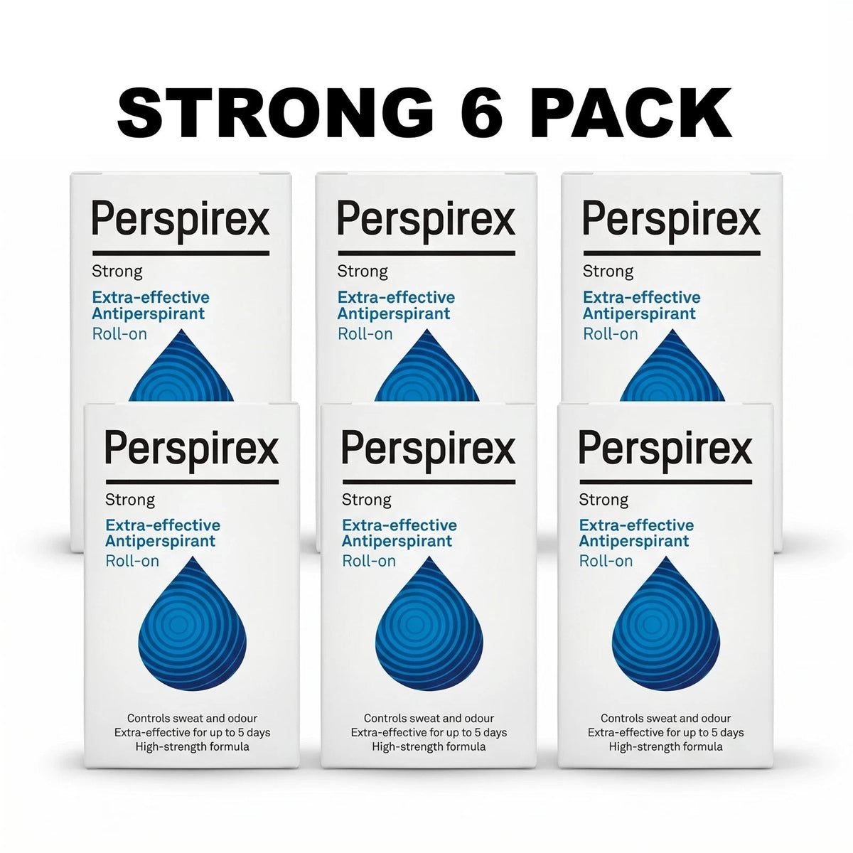 Perspirex Strong Antiperspirant Roll-On 20ml – 6 Pack, Clinical Sweat Protection