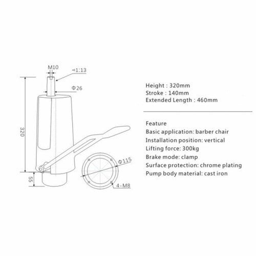 Hydraulic Pump Replacement for Barber & Salon Chairs with Base - 440lbs Capacity