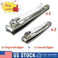 Premium Stainless Steel Nail Clipper Set for Fingernails and Toenails - 4 Pieces