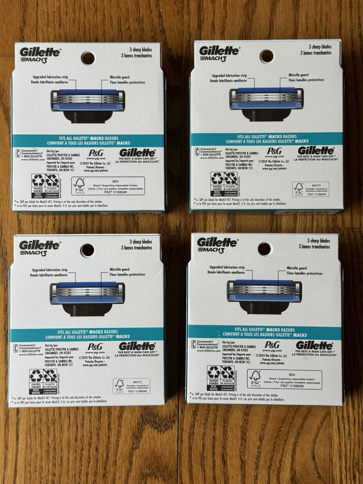 Gillette Mach3 Razor Blade Refills - 4 Boxes, 32 Cartridges