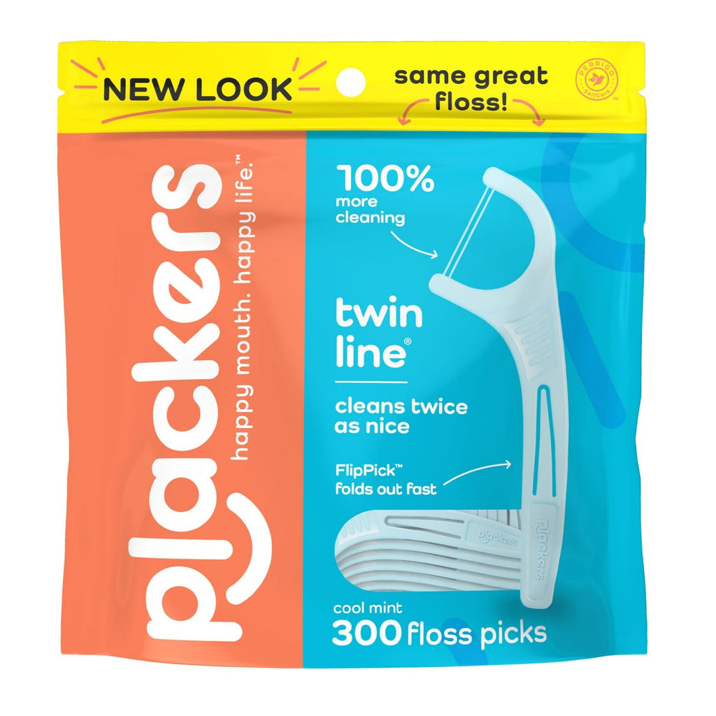Dental Floss Picks Twin Line 300 Count - Double-Strength Oral Care