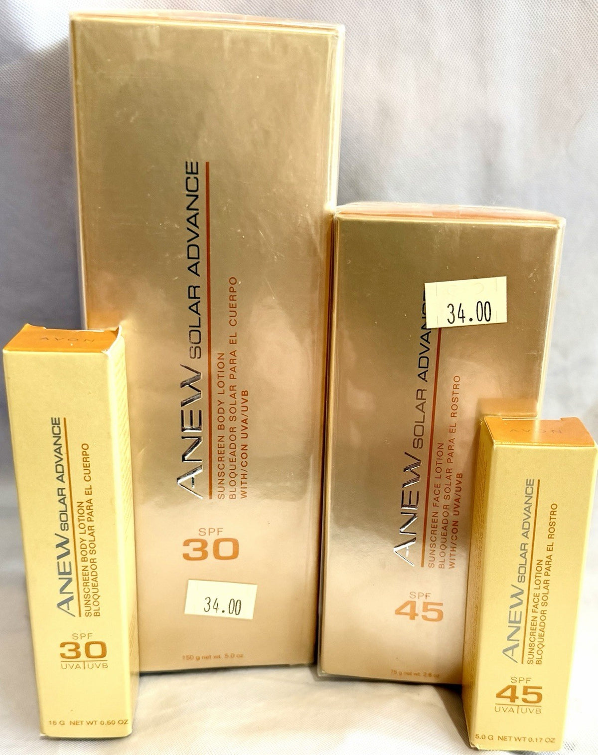 Sunscreen Face & Body Lotion Set of 4 - Full & Travel Sizes, Retired Avon