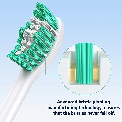 6 Pack Soft Green Sonicare Replacement Brush Heads - Compatible with Screw-On Handles