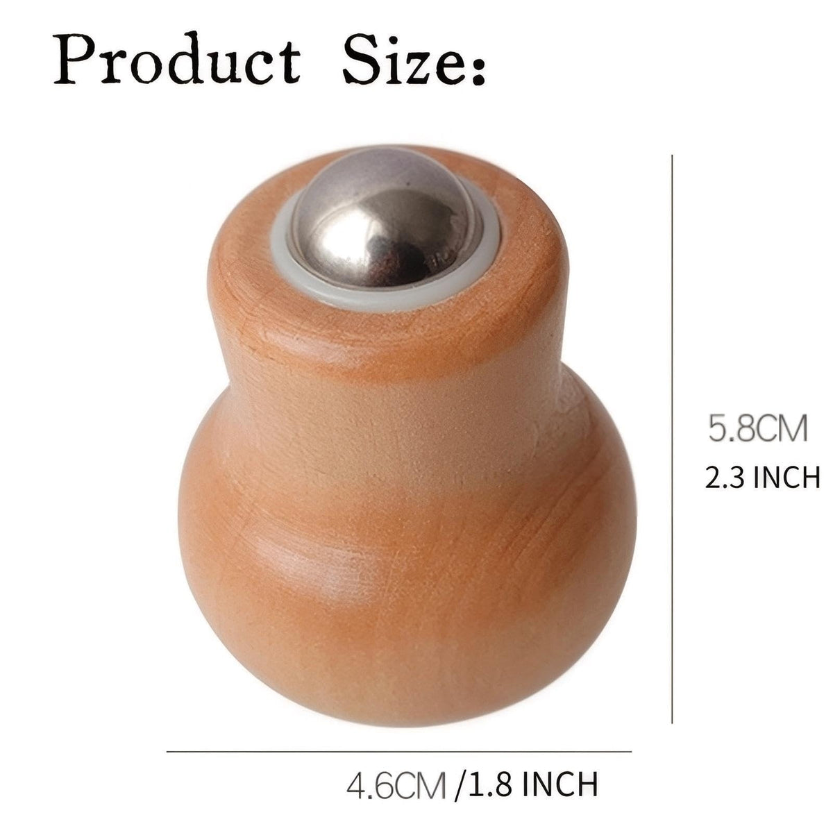 Stainless Steel Facial Massage Roller with Beech Wood Handle - Portable Skin Care Tool
