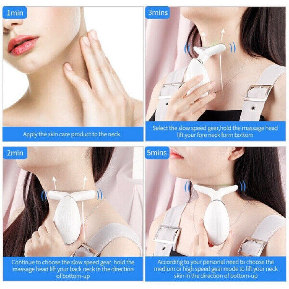 3-in-1 LED Microcurrent Facial & Neck Massager Anti-Aging Beauty Device