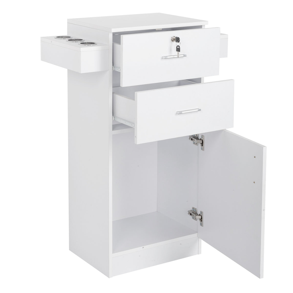 Lockable Salon Barber Cabinet with Large Storage and Tool Holders