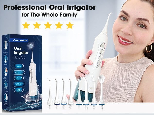 Cordless Water Flosser Oral Irrigator with 8 Tips 300ML Water Tank for Teeth & Gums