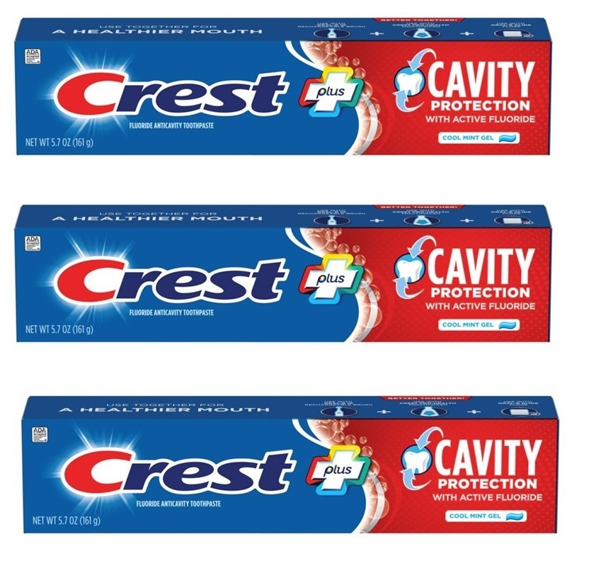 Crest Cavity Protection Plus Cool Mint Gel Toothpaste 5.7oz 3 Pack