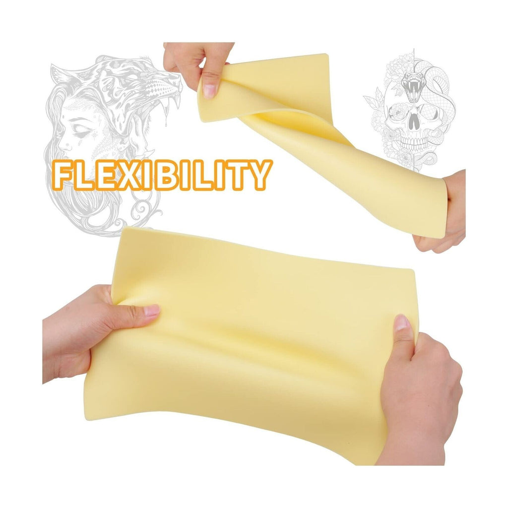 Tattoo Practice Skin Kit 6 Pcs 3mm 12x8in Flexible Silicone Fake Skin for Tattooing