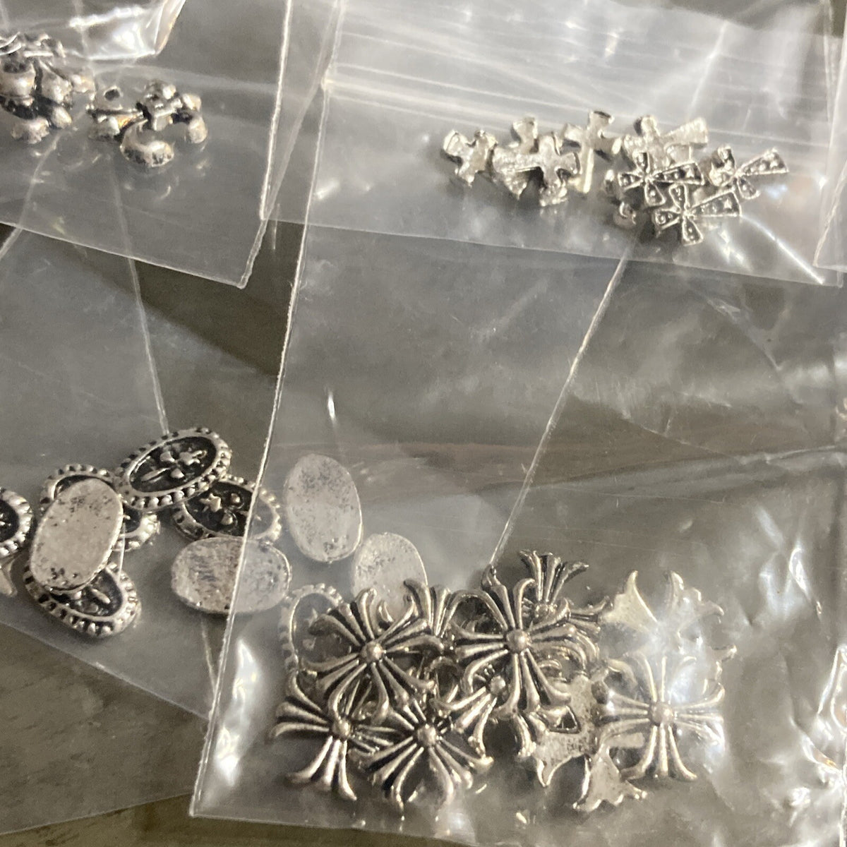 10 Packs of 10 Silver 3D Cross Nail Art Charms for Manicures