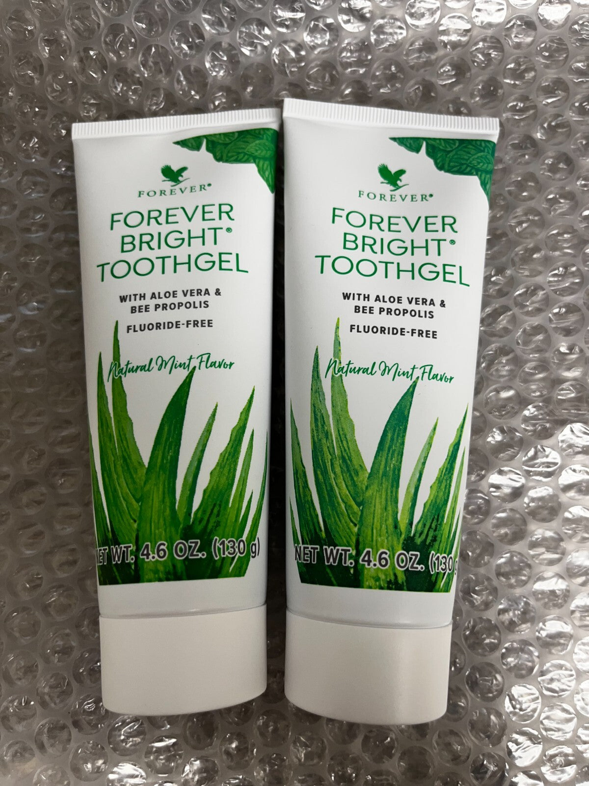 Natural Aloe Vera Toothgel with Bee Propolis - Fluoride-Free, Vegan, Fresh Mint Flavor, 2 Tubes