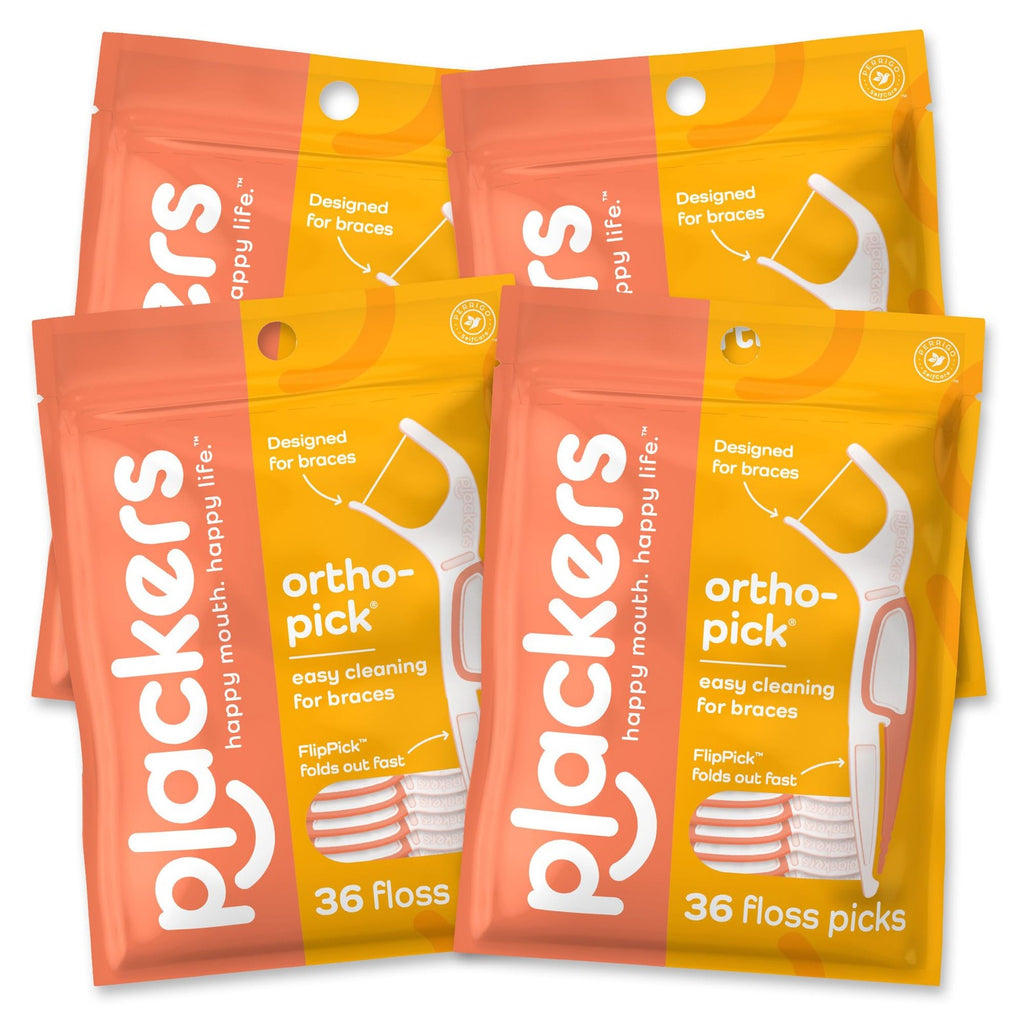 Orthodontic Dental Floss Picks Unflavored 36 Count Pack of 4 for Braces